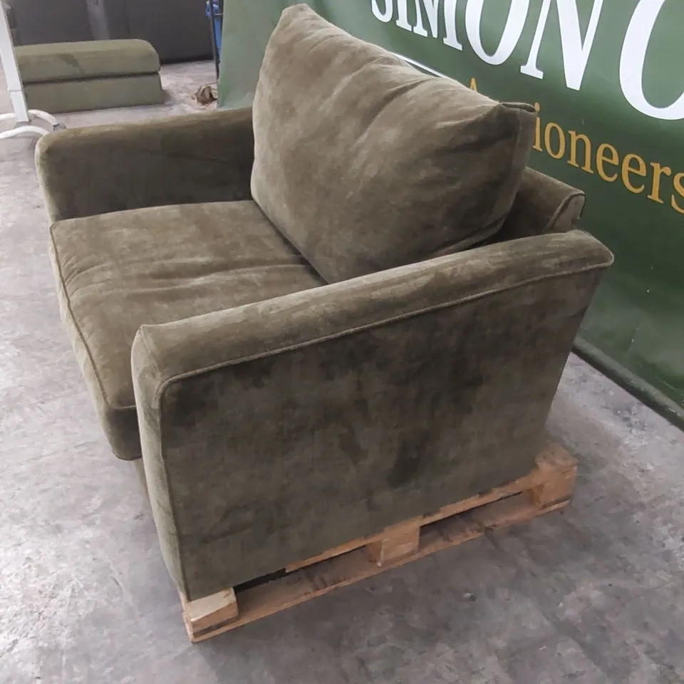 STRATA FABRIC SNUGGLE CHAIR - OLIVE RRP £999
