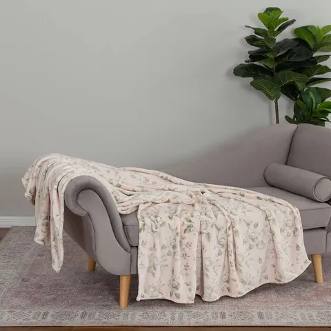 OUTLET COZEE HOME VELVETSOFT FLORAL PRINTED THROW IN GIFTBOX 152X203CM ROSE