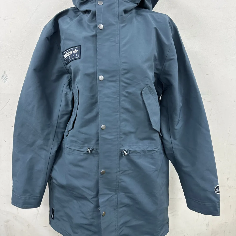ADIDAS SPEZIAL WATERPROOF PARKA IN BLUE SIZE M