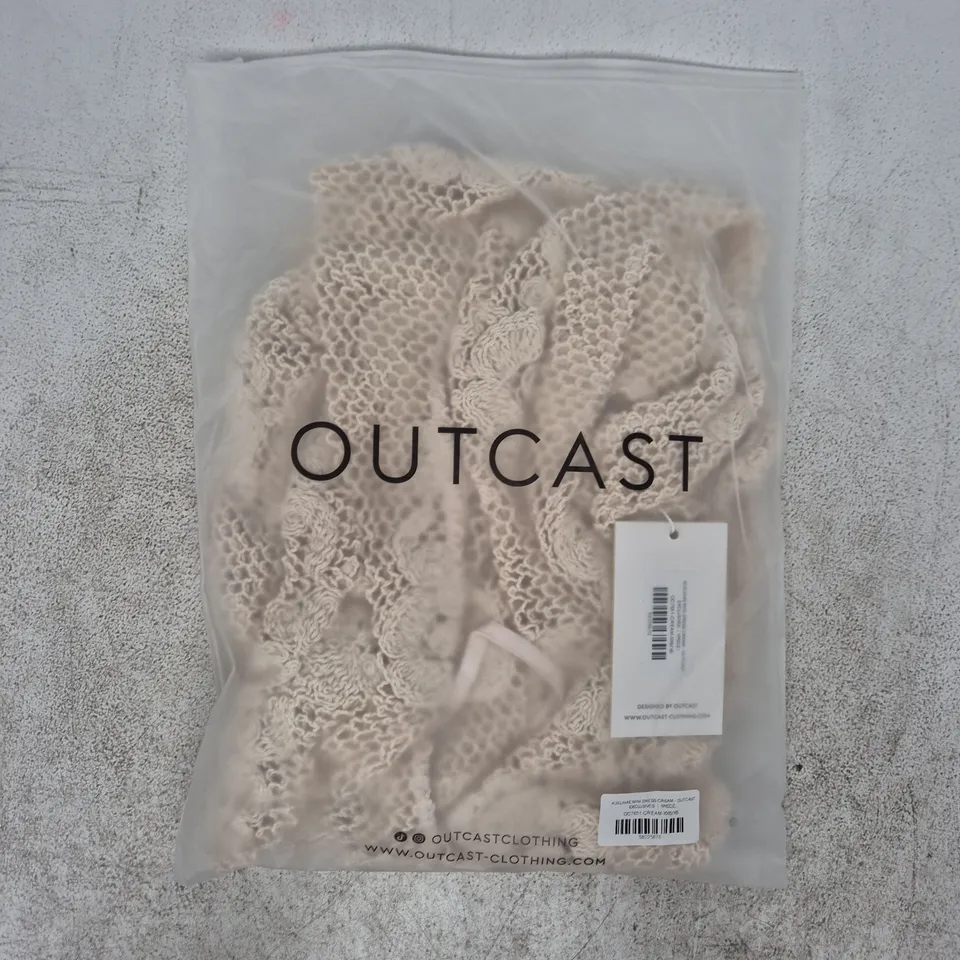 BAGGED OUTCAST ADELINAE MINI DRESS IN CREAM SIZE XXS/XS