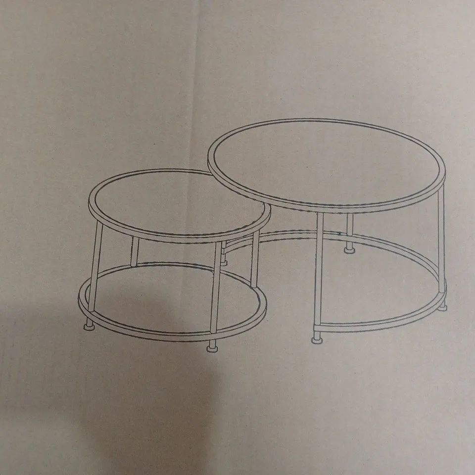 BOXED ARUBA COFFEE NEST OF TABLES IN GOLD RRP £229