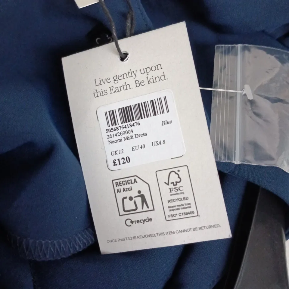 NOBODYS CHILD NAOMI MIDI DRESS – BLUE, UK 12 (EU 40) USA 8