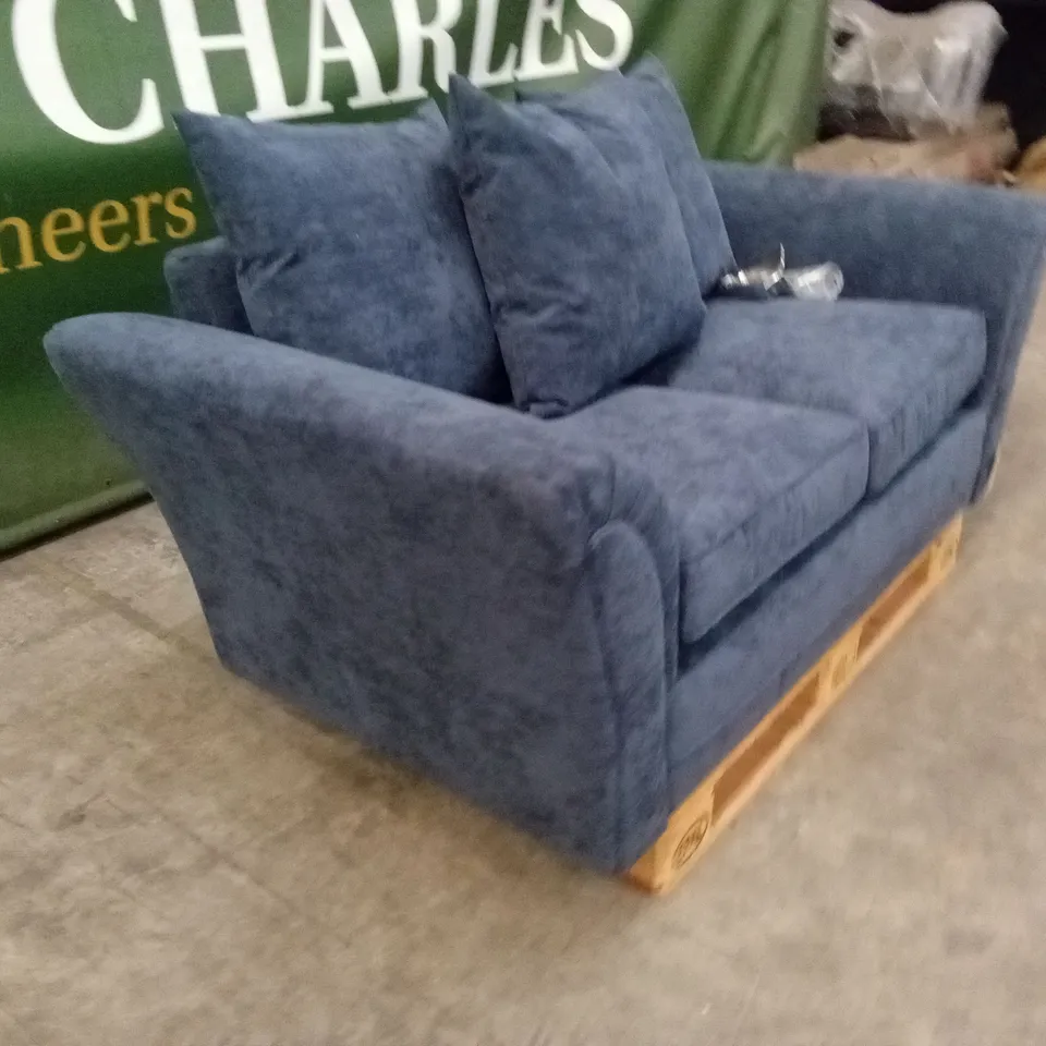 DURY FABRIC 2 SEATER SCATTER BACK SOFA - BLUE RRP £479