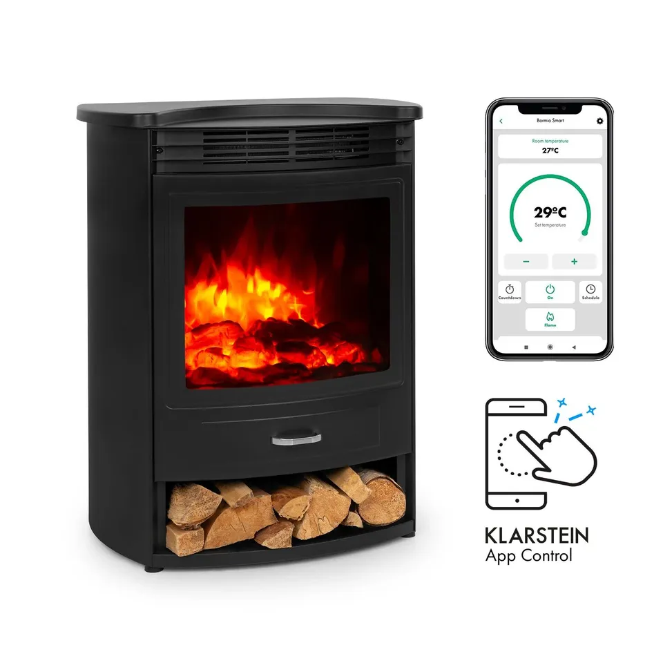 KLARSTEIN BORMIO SMART 1800W 59CM FREE STANDING ELECTRIC FIRE BLACK