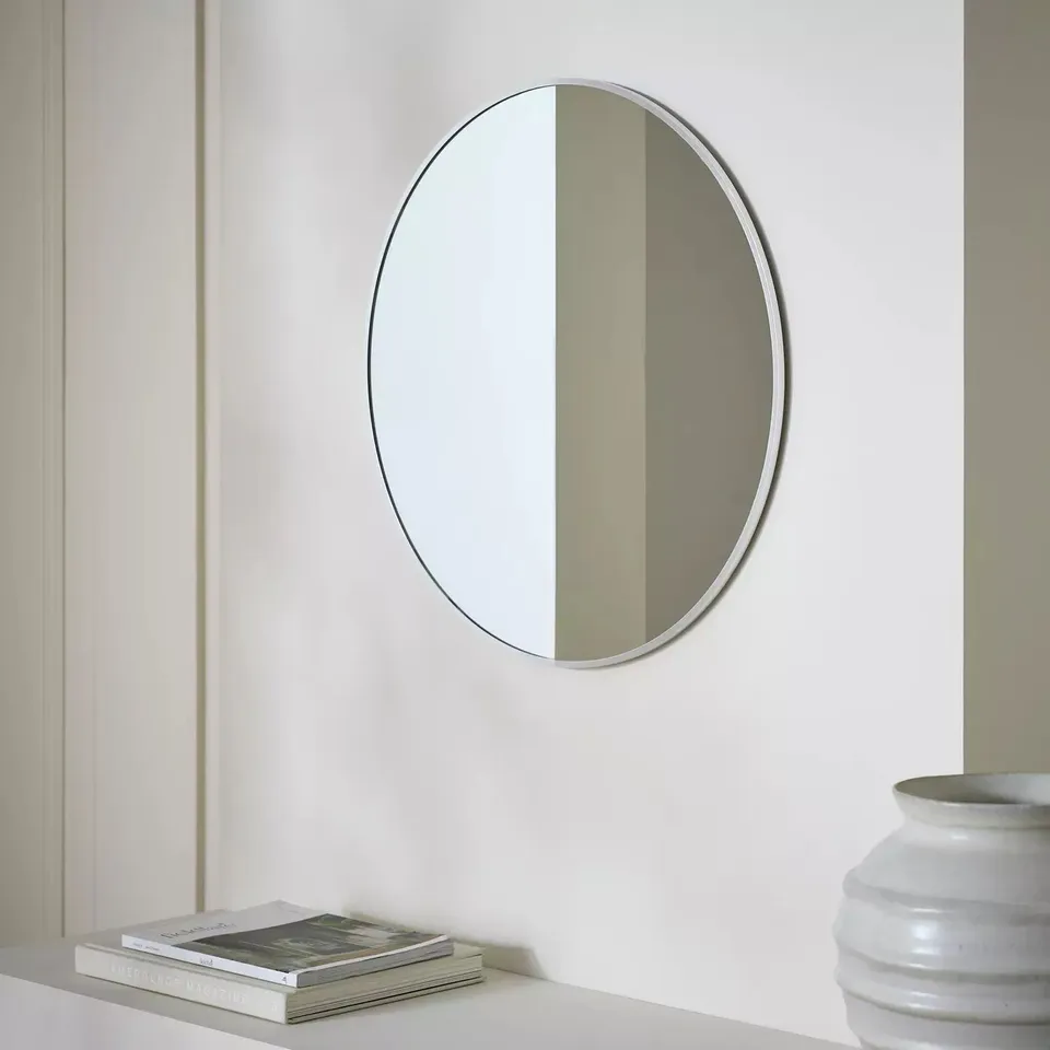 BOXED HABITAT SILVER ROUND WALL MIRROR - 50X50CM