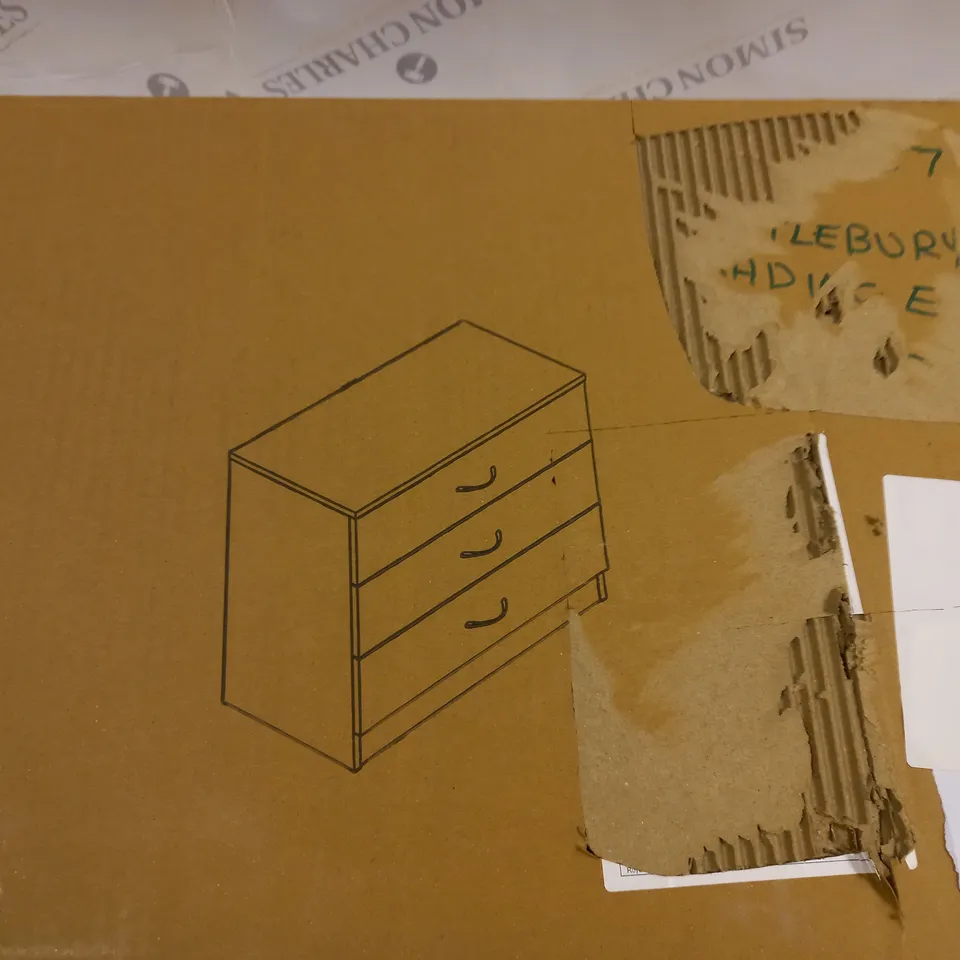 BOXED DESIGNER WOODEN CHEST OF DRAWERS IN BLACK 