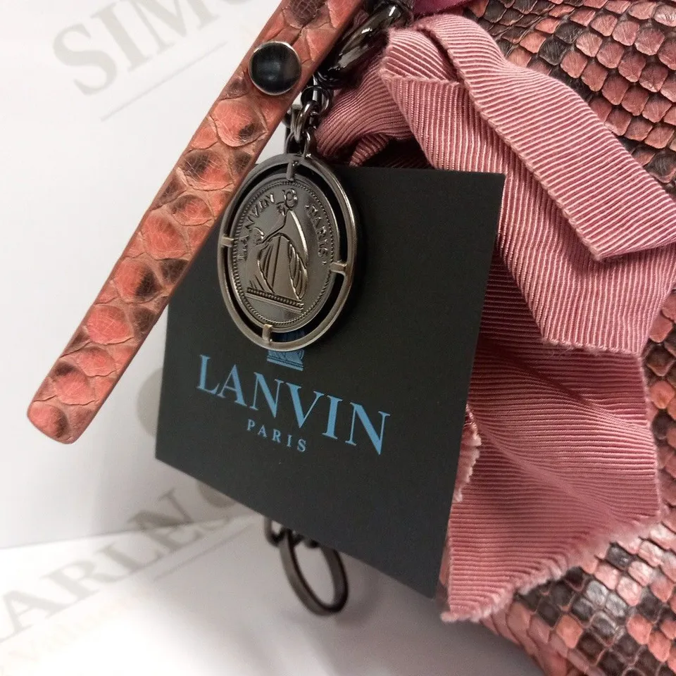 LANVIN PARIS AMALIA SMALL CLUTCH PINK PYTHON SNAKESKIN LEATHER BAG
