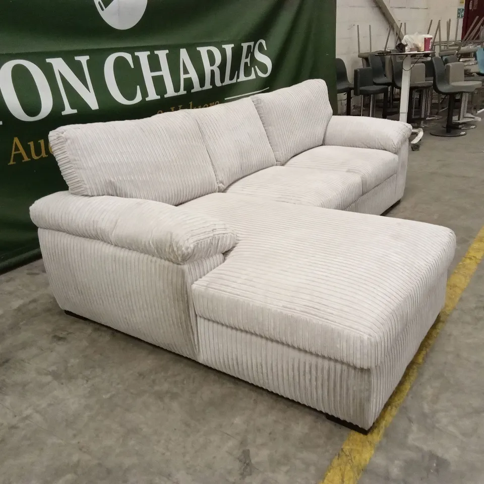 AMALFI STANDARD BACK FABRIC LEFT HAND 3 SEATER CHAISE SOFA - SILVER RRP £899