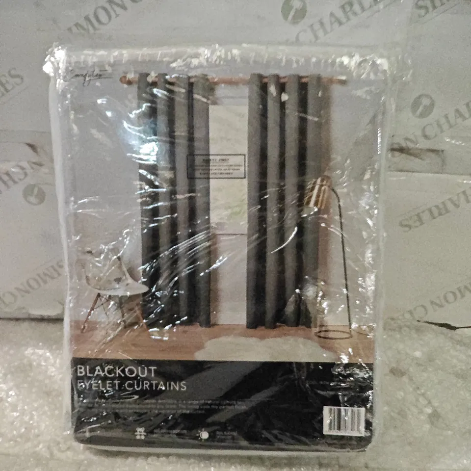 BLACKOUT EYELET CURTAINS, 90" X 90" (228CM X 228CM) – PAIR