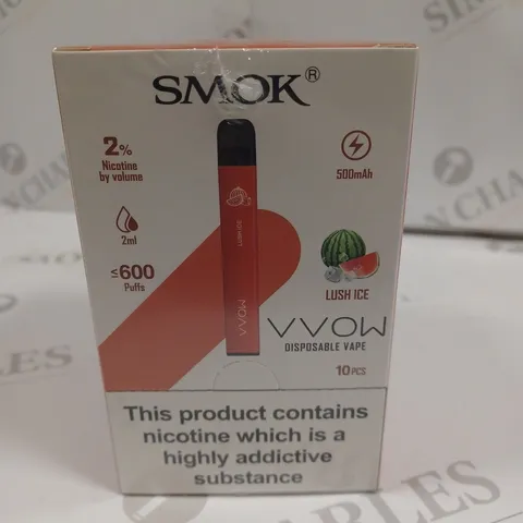 SEALED SMOK VVOW 10-PACK OF DISPOSABLE VAPES - LUSH ICE