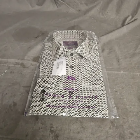 HAWES & CURTIS PICCADILLY SHIRT IN GREEN & CREAM SIZE M-LNG