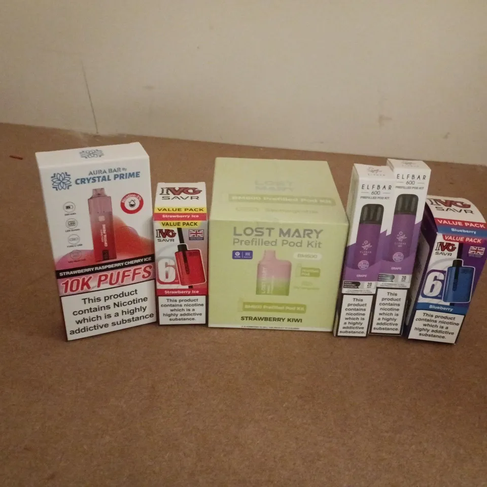 APPROXIMATELY 20 ASSORTED E-CIGARETTE PRODUCTS TO INCLUDE BRANDS SUCH AS ELFBAR, IVG, LOST MARY, ETC - COLLECTION ONLY
