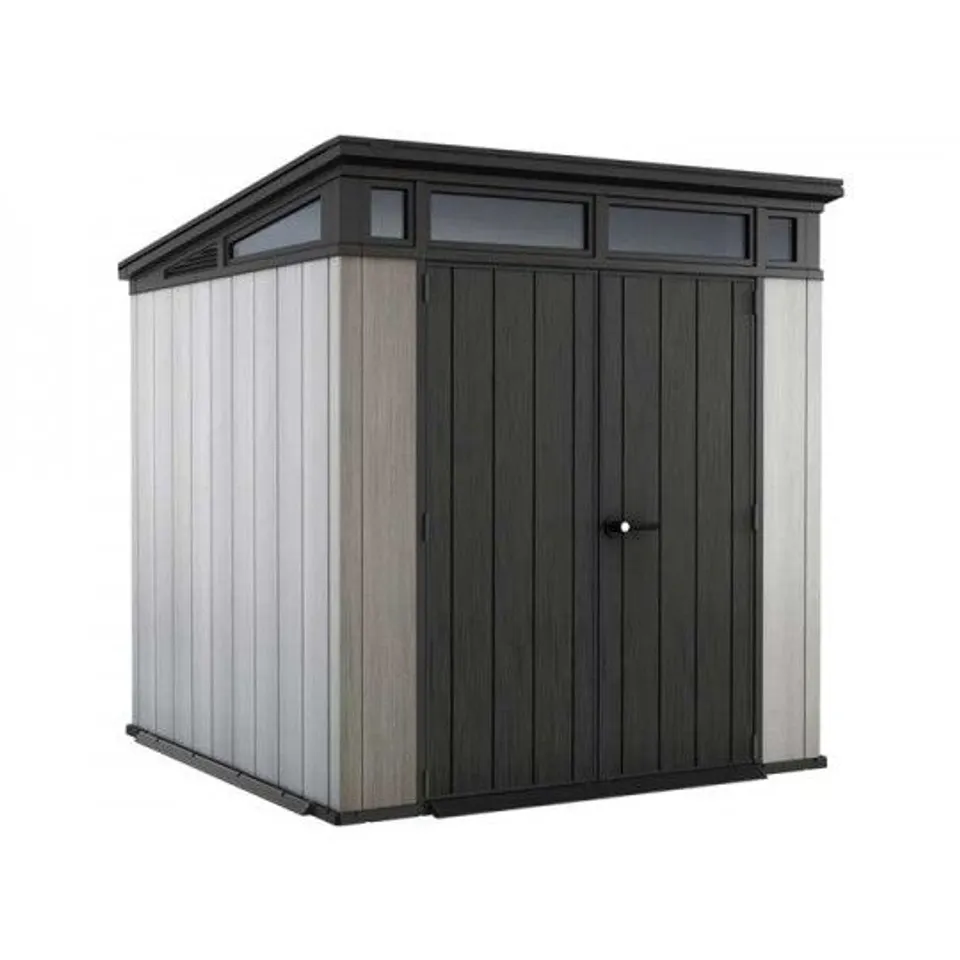 BOXED KETER ARTISAN 7X7 OUTDOOR STORAGE SHED KIT - GREY (2 BOXES)