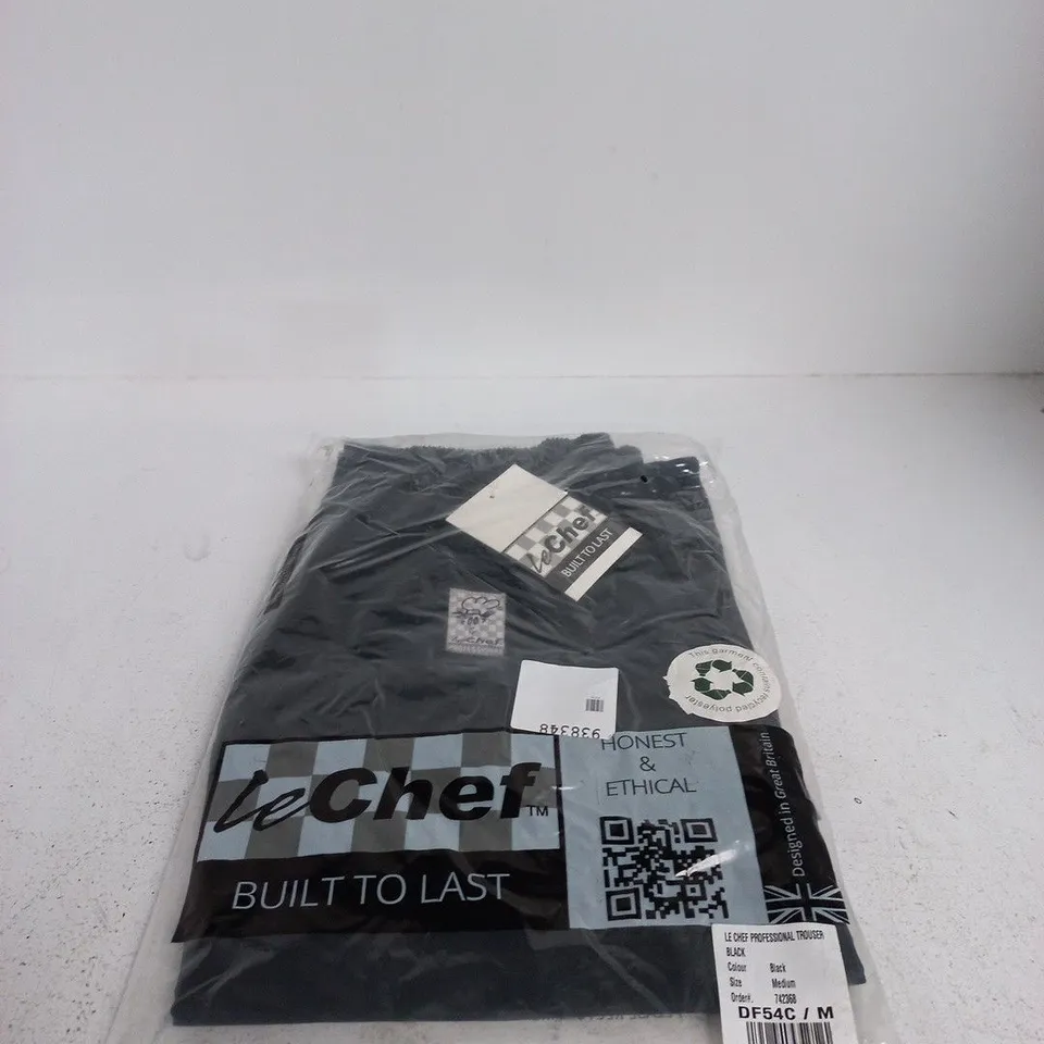 LED CHEF BUILT TO LAST PROFESSIONAL TROUSERS BLACK MEDIUM