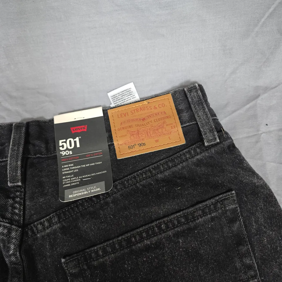 LEVI'S 501 JEANS 1990S BLACK WASH, UK SIZE 30 (30X30)