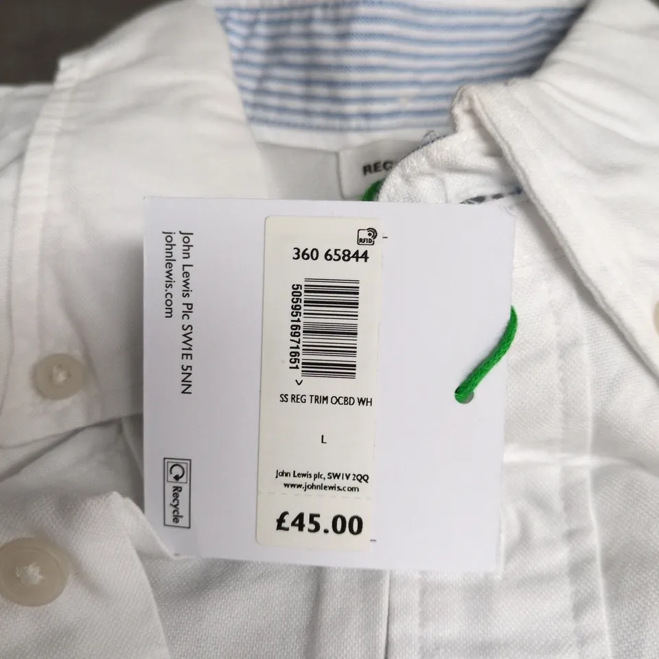 JOHN LEWIS WHITE SHIRT, REGULAR FIT LARGE WITH TAGS