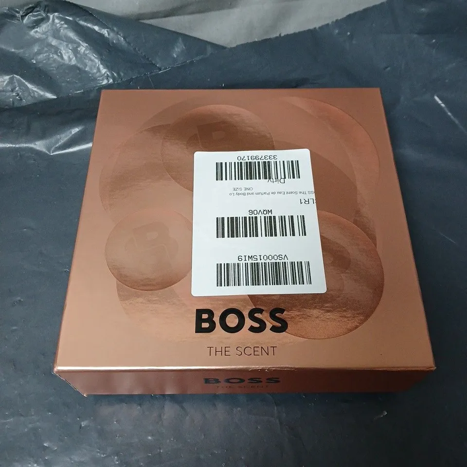 BOSS THE SCENT EAU DE PARDUM AND BODY LOTION SET BOXED