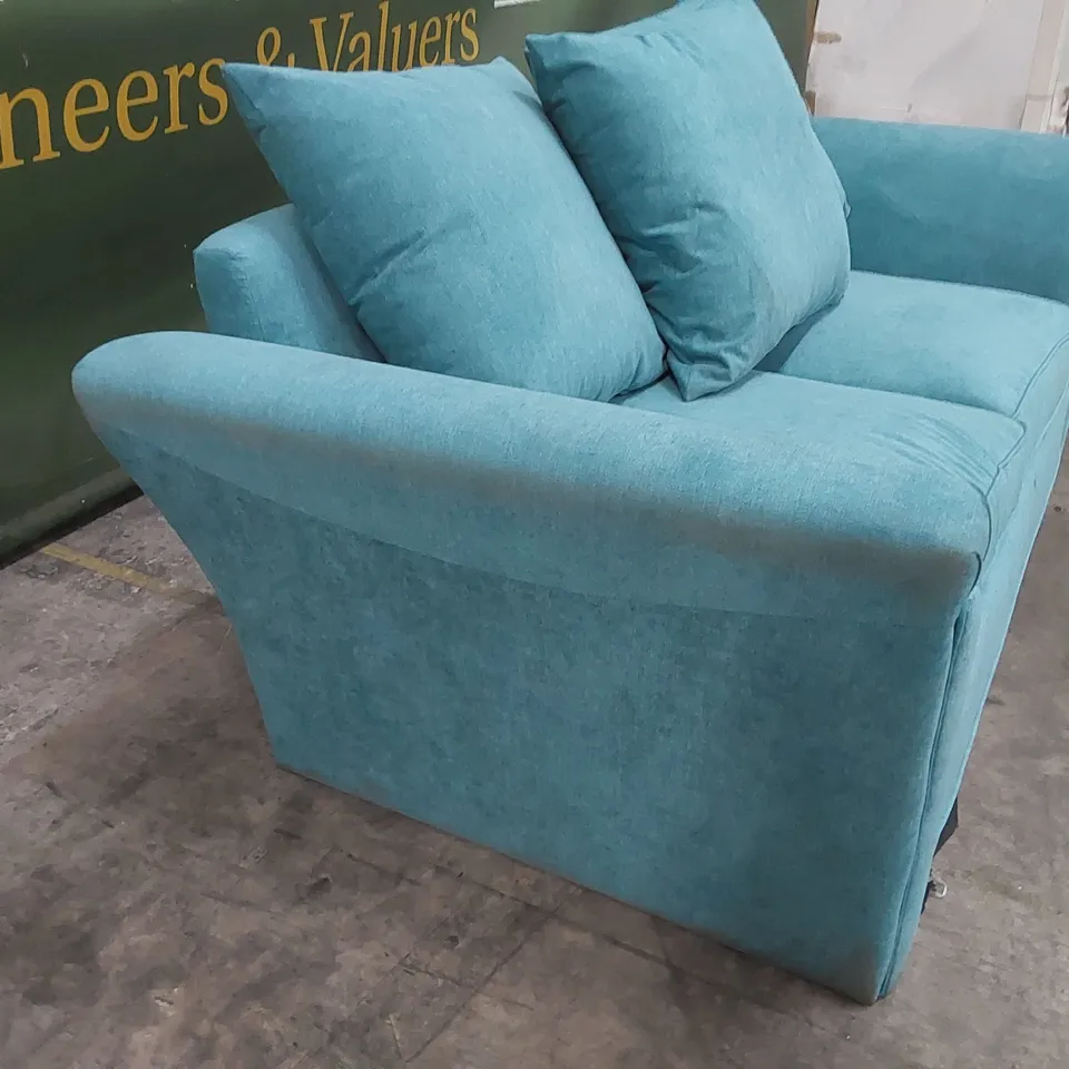 DURY 2 SEATER FABRIC SCATTER BACK SOFA - TEAL RRP £529