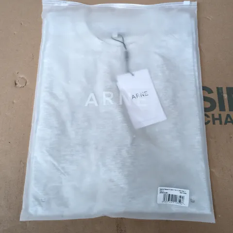 BAGGED ARNE ESSENTIAL RELAXED FIT COTTON T-SHIRT IN MARL GREY - LARGE