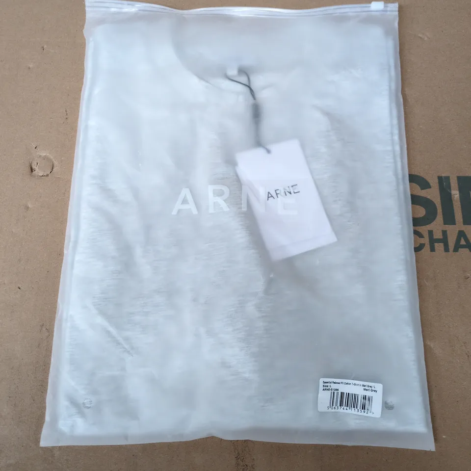 BAGGED ARNE ESSENTIAL RELAXED FIT COTTON T-SHIRT IN MARL GREY - LARGE