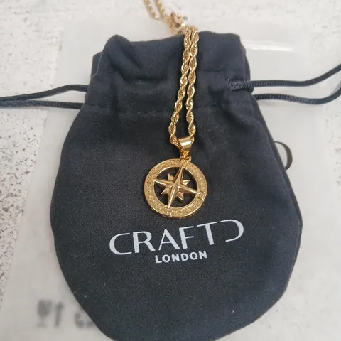 CRAFTD LONDON GOLD-TONE COMPASS PENDANT NECKLACE