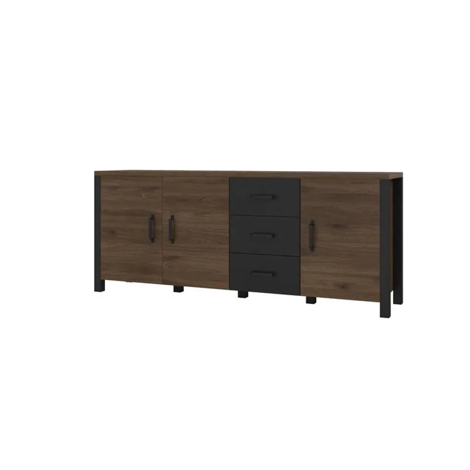 BOXED MONANGO 192cm WIDE 3 DRAWER SIDEBOARD (2 BOXES)