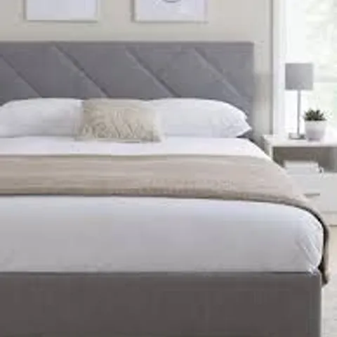 BOXED LUCA KING SIZE BED FRAME - LIGHT GREY (3 BOXES)