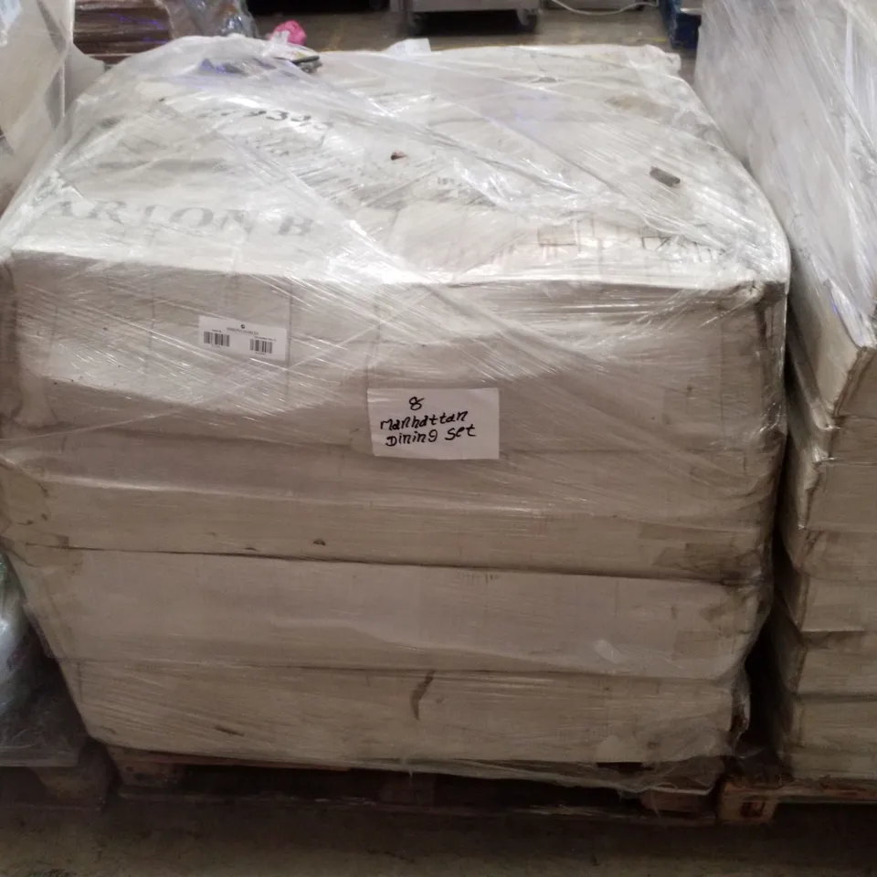 PALLET CONTAINING INCOMPLETE MANHATTAN DINING SET PARTS - BLACK