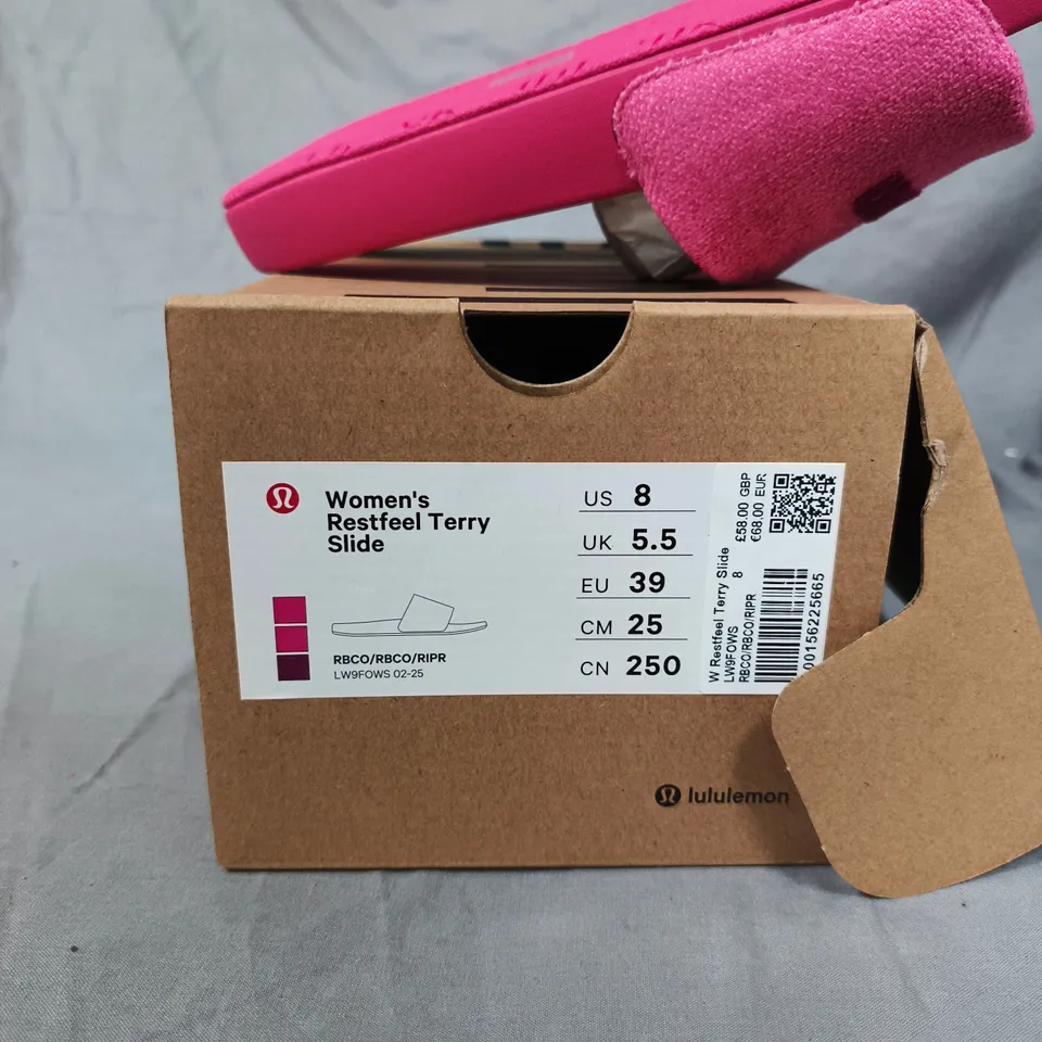 LULULEMON WOMEN'S RESTFEEL TERRY SLIDE SANDALS – PINK, US 8 / UK 5.5