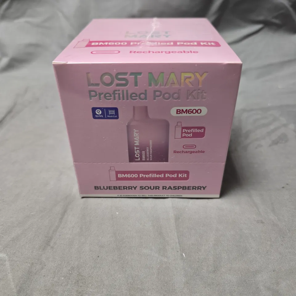 SEALED LOST MARY BM600 PREFILLED POD KIT – BLUEBERRY SOUR RASPBERRY - 20MG/ML - 10-PACK