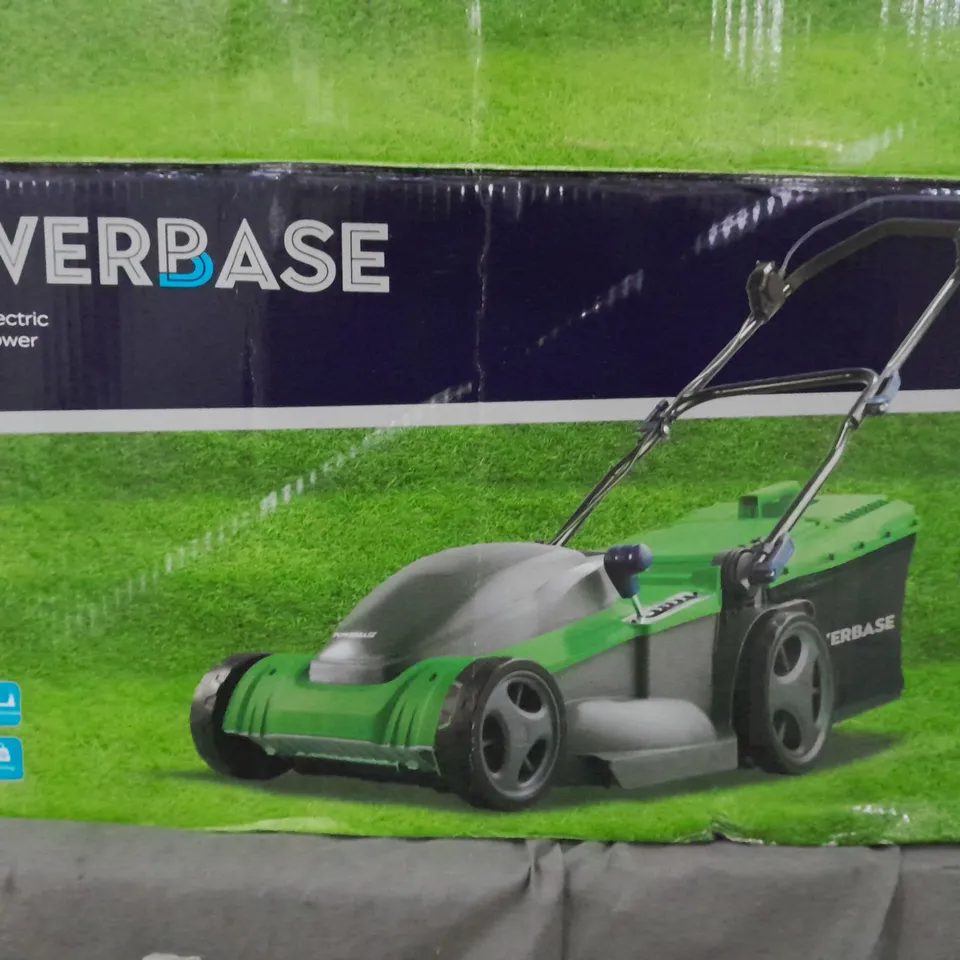 BOXED POWERBASE 41CM 1800W ELECTRIC ROTARY LAWN MOWER - COLLECTION ONLY