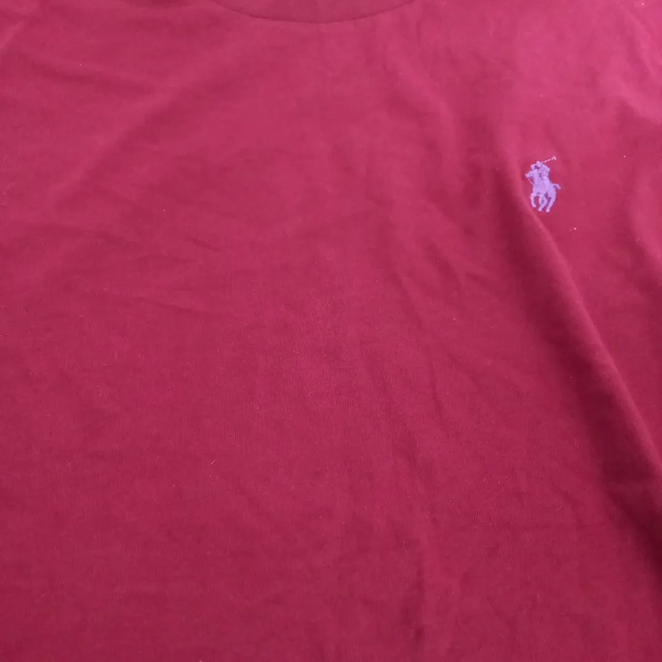 POLO RALPH LAUREN EMBROIDED LOGO T-SHIRT IN MAROON - LARGE