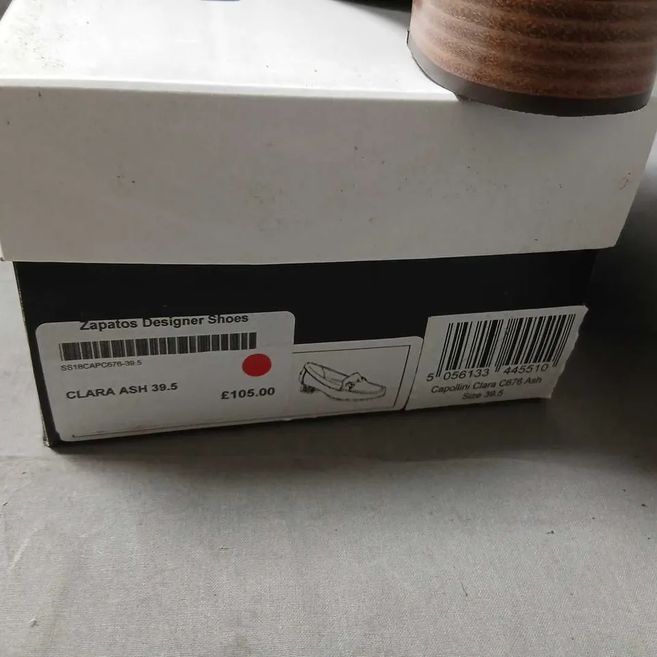 CAPOLLINI CLARA ASH GREY LEATHER LOAFERS – WOMEN UK 6.5 (EU 39.5)