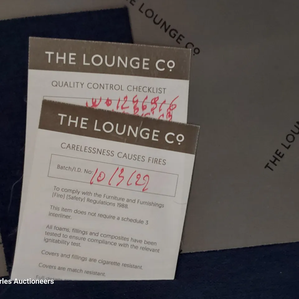 QUALITY DESIGNER LOUNGE CO CORNER GROUP SOFA WITH CHAISE SECTION IN NAVY BLUE FABRIC