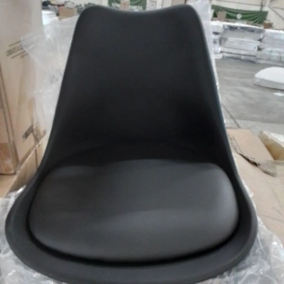 BOXED PAIR OF BLACK RETRO DINING CHAIRS