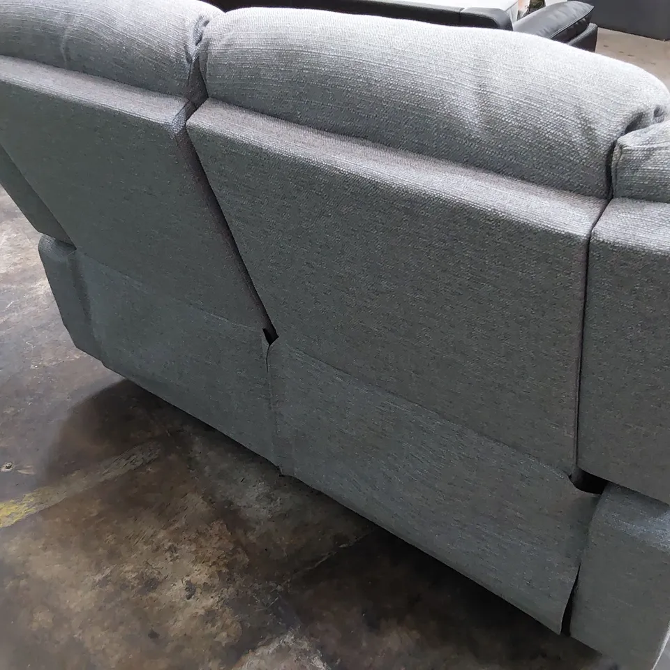 DESIGNER MANUAL RECLINING TWO SEATER SOFA GREY FABRIC 