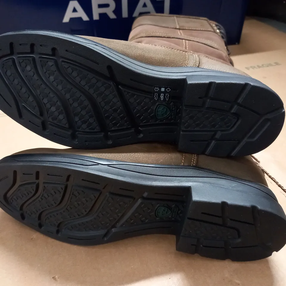 BOXED PAIR OF ARIAT WOMENS LANGDALE H20 BOOTS IN BROWN - UK 7
