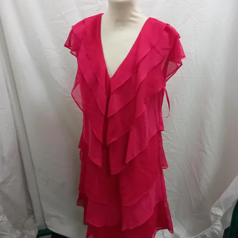 PHASE EIGHT SAGE PLEAT DRESS RASPBERRY - SIZE UK 14