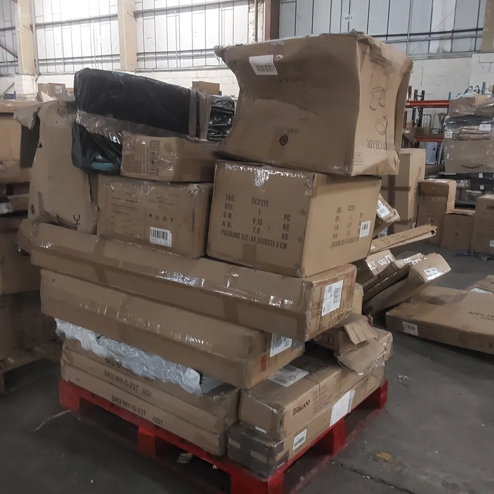 PALLET TO CONTAIN A LARGE ASSORTMENT OF ITEMS INCLUDING: SHAMPOO CHAIR, MANICURE TABLE ECT