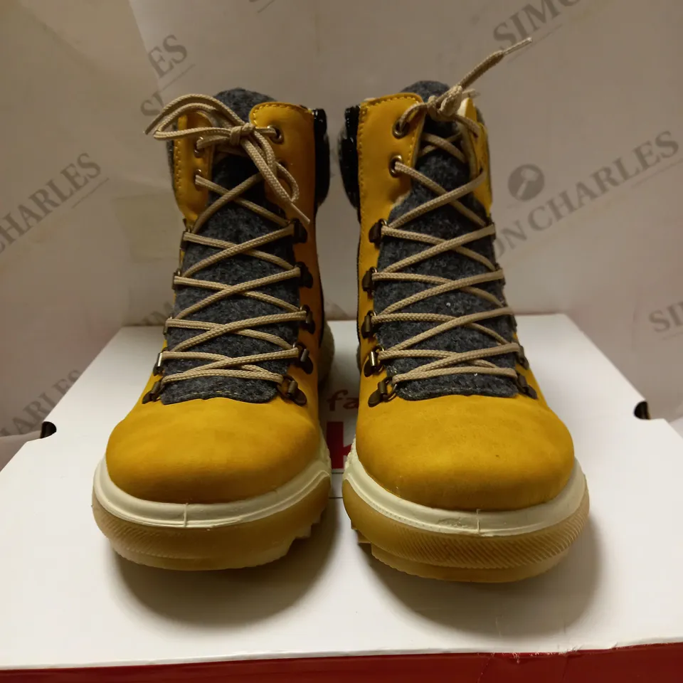 RIEKER YELLOW LACE BOOTS - SIZE 4