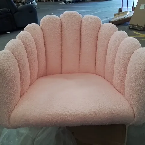 BOXED PINK TEDDY FLEECE UPHOLSTERED SHELL BACK SIDE CHAIR