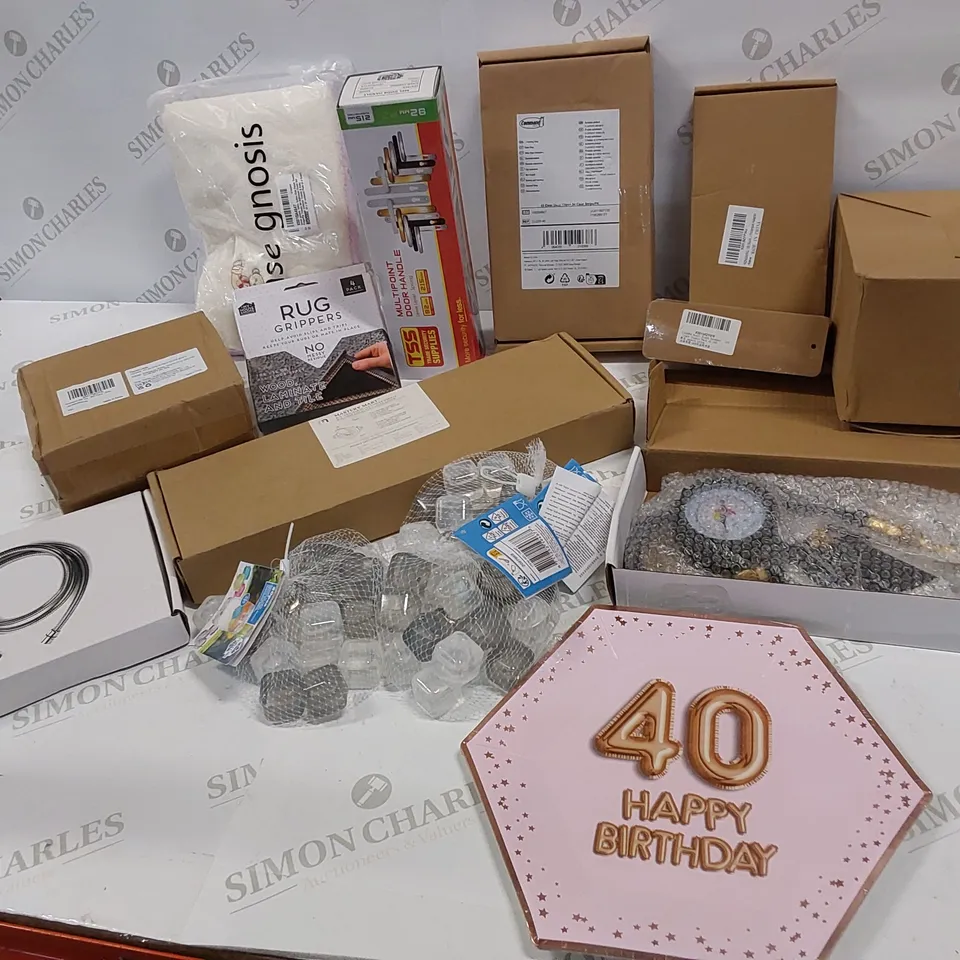 15 BRAND NEW ITEMS TO INCLUDE: RUG GRIPPERS, KIDS FACE TOWELS, MULTIPOINT DOOR HANDLE, KRAFT BOOKMARK PACK, POLIERPAD ADAPTER