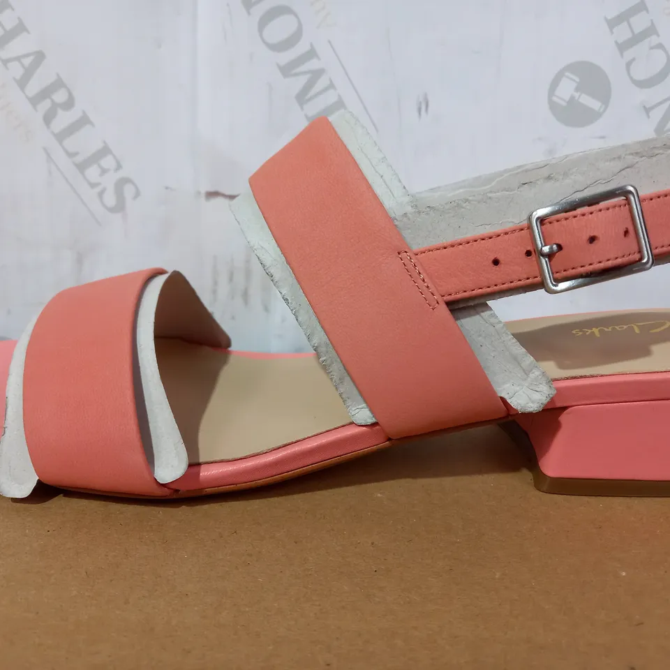 BOXED PAIR OF CLARKS SANDALS (SALMON PINK), SIZE 6 UK