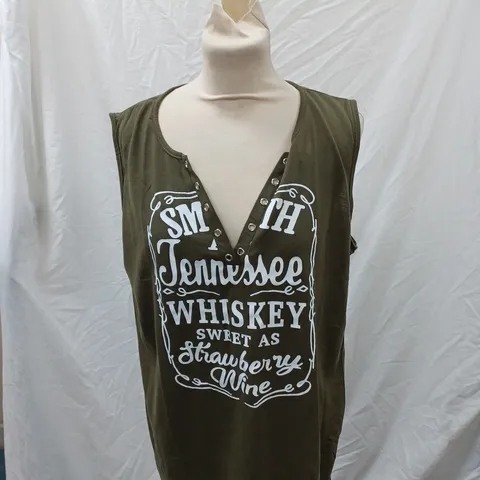 GREEN SLEEVLESS WHISKEY TSHIRT