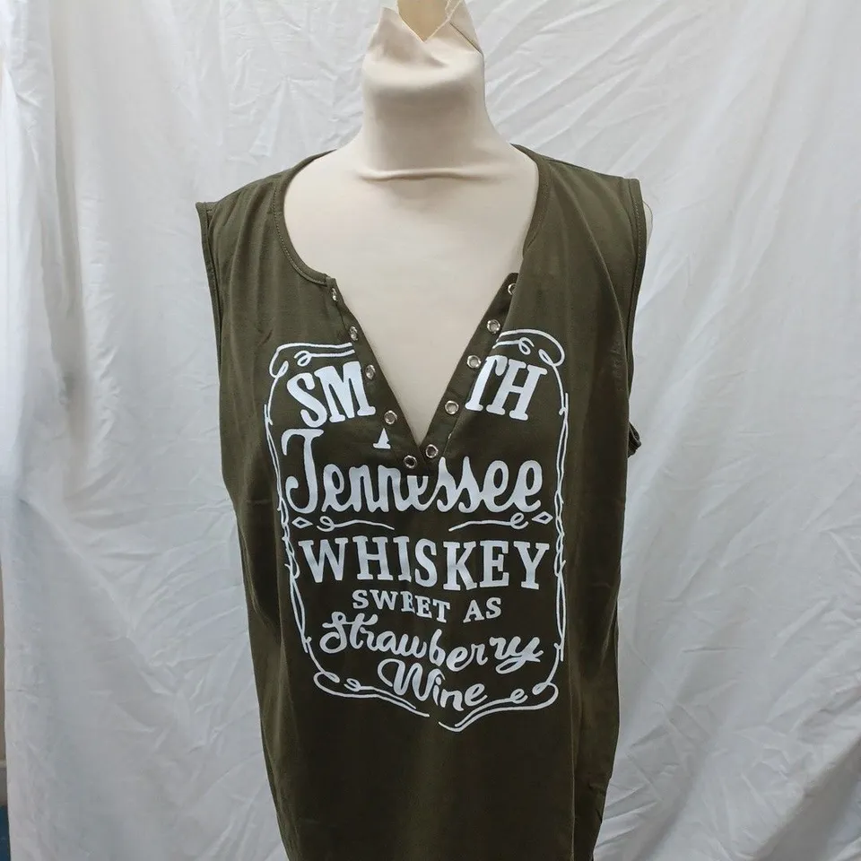 GREEN SLEEVLESS WHISKEY TSHIRT