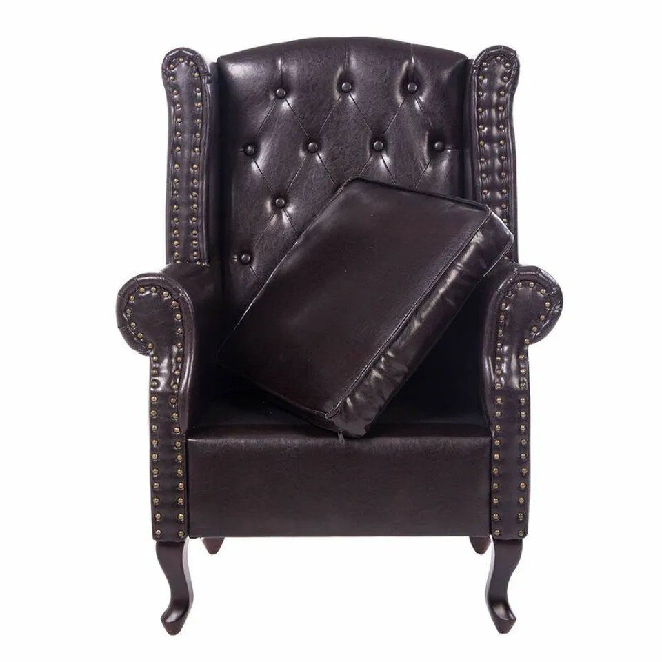BOXED ANKEN WINGBACK CHAIR - BROWN