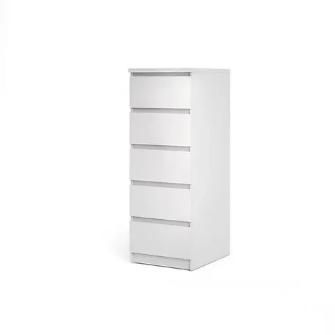 BOXED ESLA HIGH GLOSS WHITE 5 DRAWER CHEST OF DRAWERS (H)1100MM (W)400MM (D)500MM