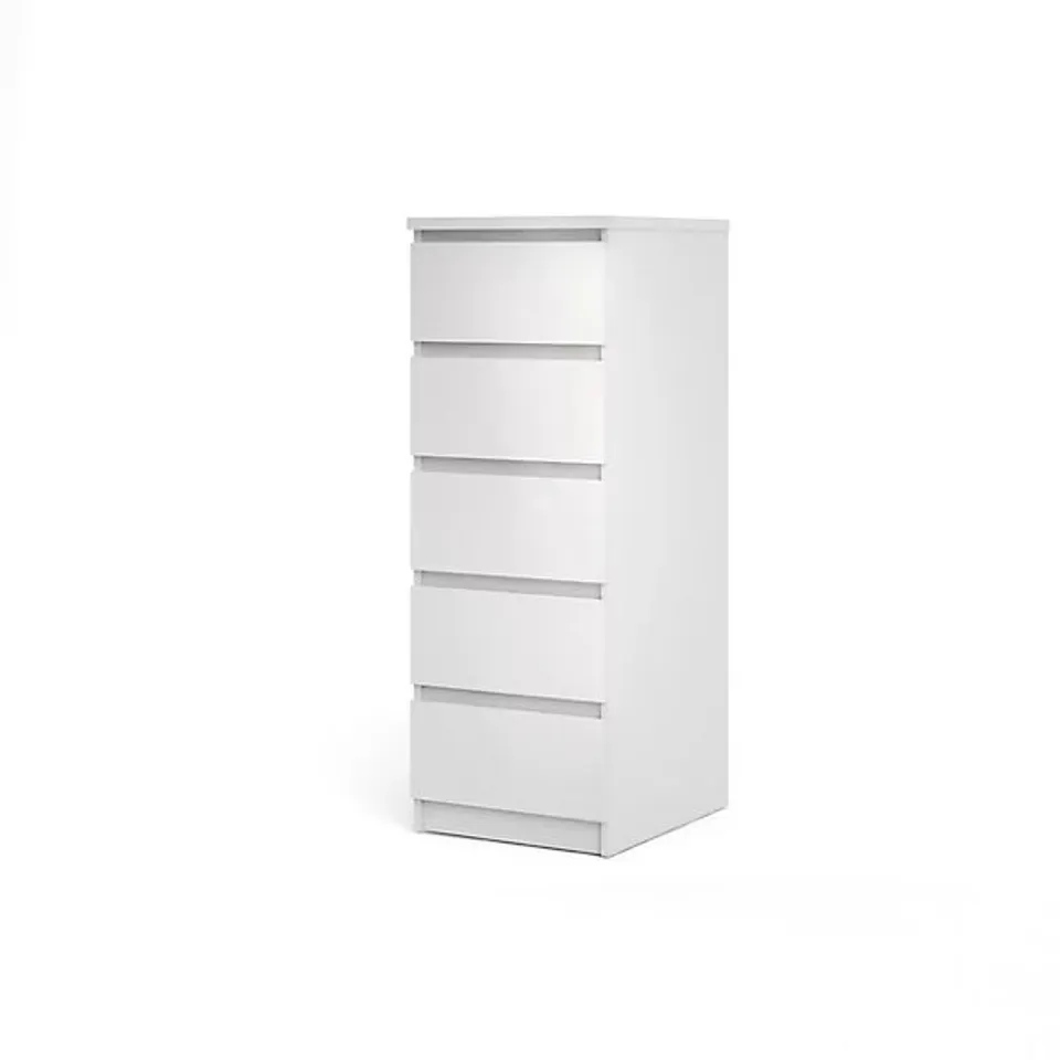 BOXED ESLA HIGH GLOSS WHITE 5 DRAWER CHEST OF DRAWERS (H)1100MM (W)400MM (D)500MM