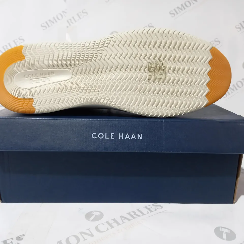 BOXED PAIR OF COLE HAAN GP TOPSPIN SNEAKERS IN PEACH COLOUR UK SIZE 12