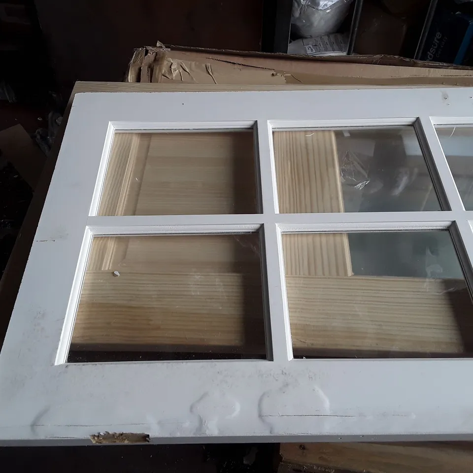 DESIGNER WHITE FINISH 10 PANEL GLAZED DOOR APPROX 186X76CM